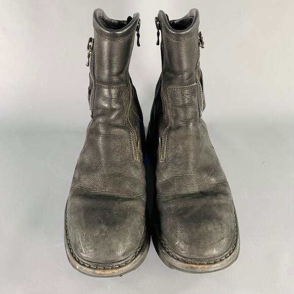 JULIUS_7 Size 9.5 Black Leather Zip Up Ankle Boots - Picture 4 of 8